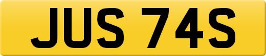 JUS 74S private number plate